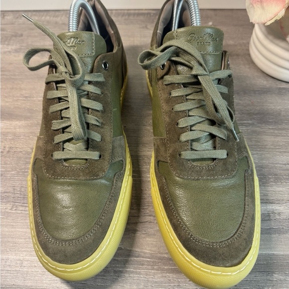 Goodman Modern London Edge Olive Green Leather Suede Snekers Mens 8 - Picture 2 of 12